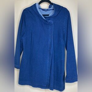 J. Jill Indigo Pure J.Jill Soft Hooded Lightweight Jacket Sz 1X